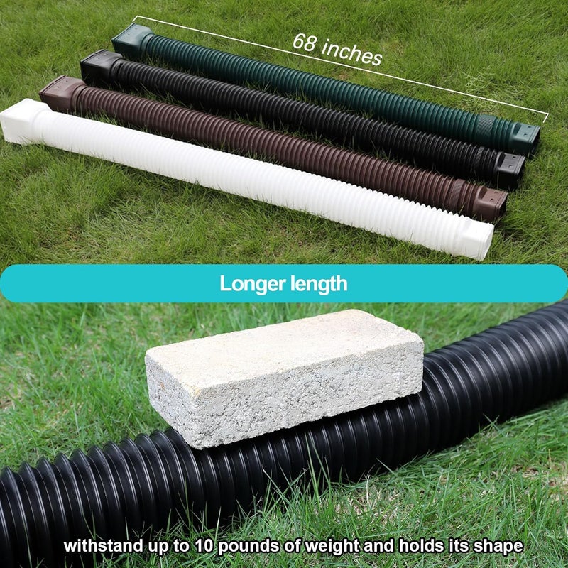 plusgutter Black-2pack Rain Gutter Downspout Extensions Flexible, Drain Downspout Extender,Down Spout Drain Extender, Gutter Connector Rainwater Drainage,Extendable from 21 to 68 Inches - Image 3